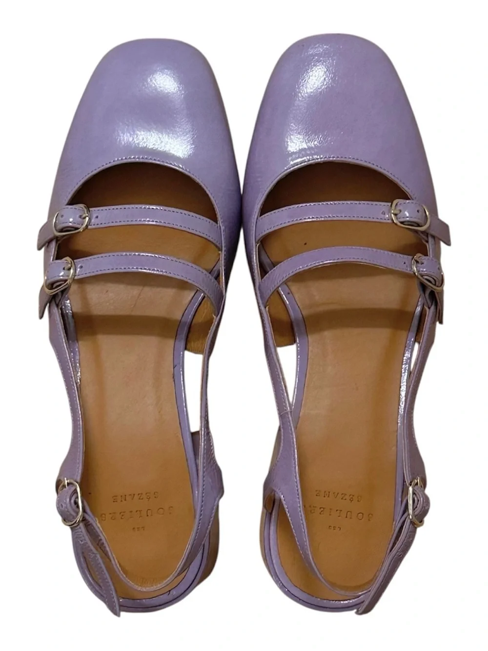 Sézane Paula Babies in Patent Lilac Purple Size 38 / US 7-7.5